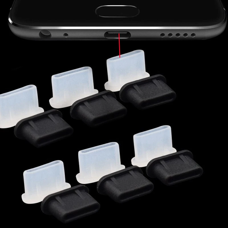 

Silicone USB type-c charge port dust plug Anti Dust Interface protector For Samsung Huawei For Xiaomi USB Charging, Black,transparent