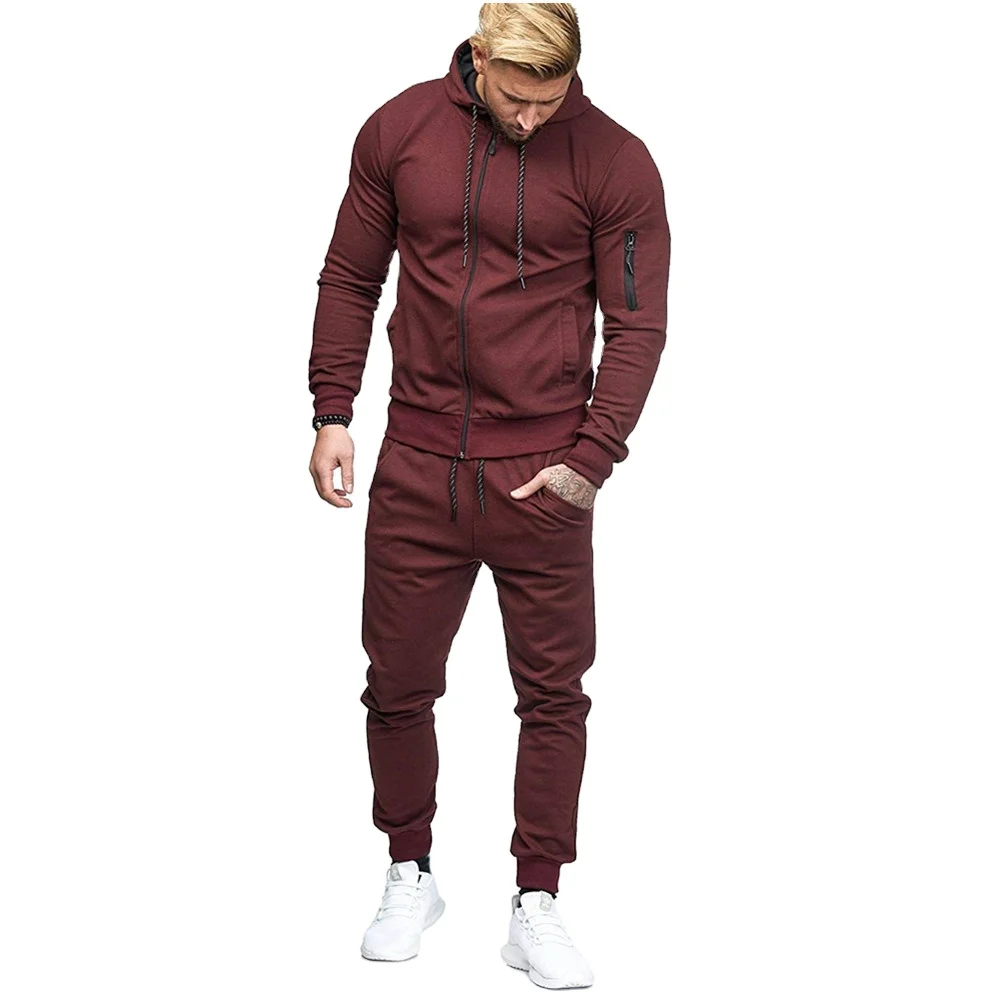 

Mens Thermal Slim Fit Zip Up Sweat Jogging Tracksuit Wholesale Sports Gym Athletic Sweat Suit, Customized colors