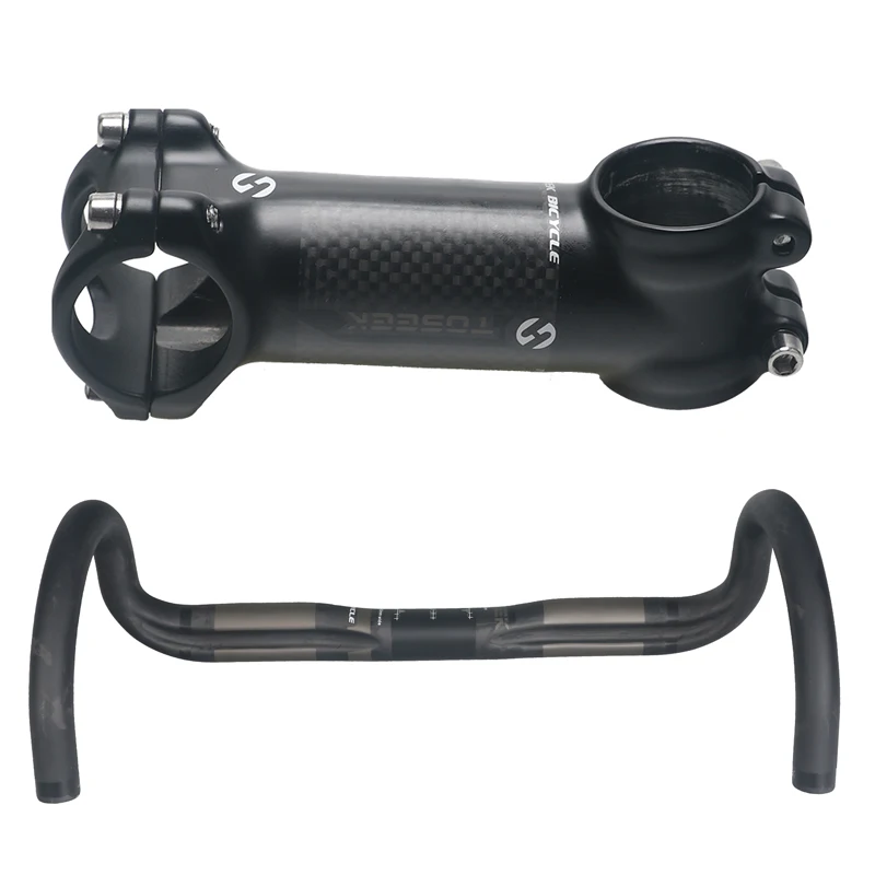 

Toseek 400 420 440 bicycle handle bar 6 / 17 degrees stem 28.6-31.8mm handlebar carbon fibre drop bar bike stem handlebar