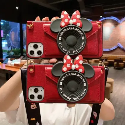 

Disney Mickey Camera Leather Case for iPhone 12 Pro Max 11 Pro Max Case X XS MAX XR 7 8 Plus