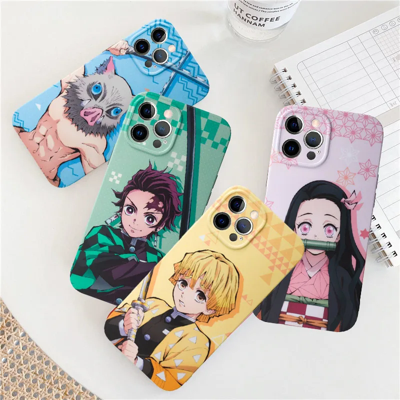 

Free Shipping Demon Slayer Kimetsu No Yaiba Soft IMD Cartoon Anime Manga Phone Case Cover For iPhone 12 XS MAX 7 XR 11 Pro SE2, Colorful