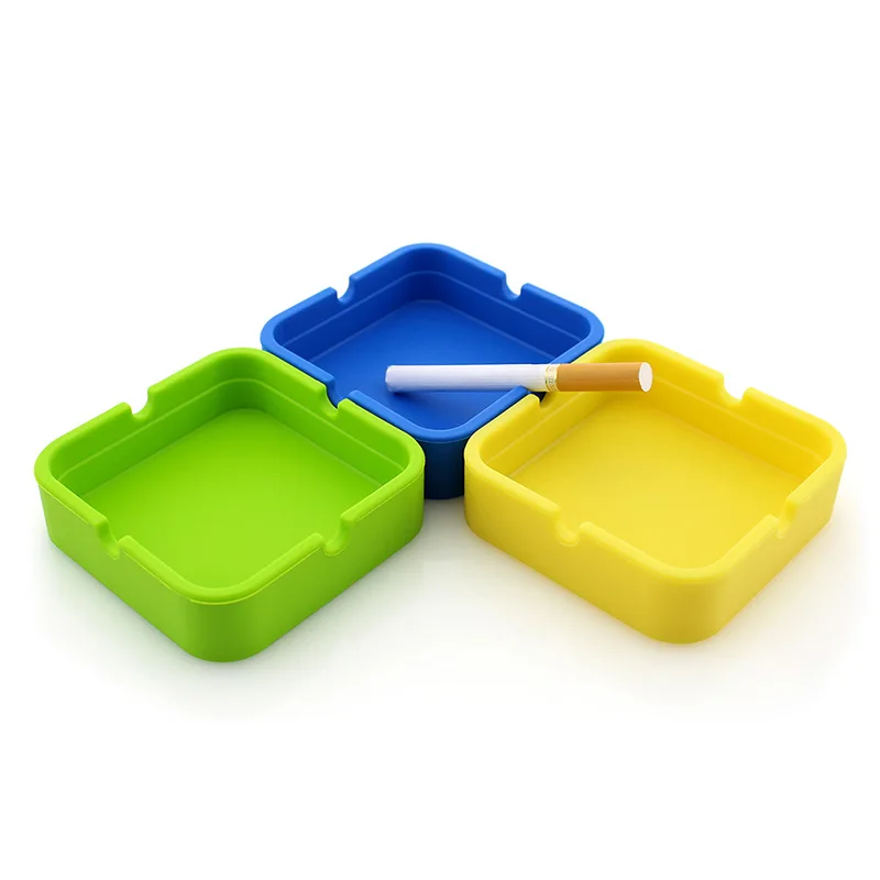 

Square Fashion Heat Resistant Non Stick Easy to clean Silicone Ashtray Pocket Ashtray Smoking Accessories, Multi color