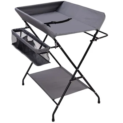

New Baby Changing Table Portable Folding Diaper Changing Station with Wheels, Gray