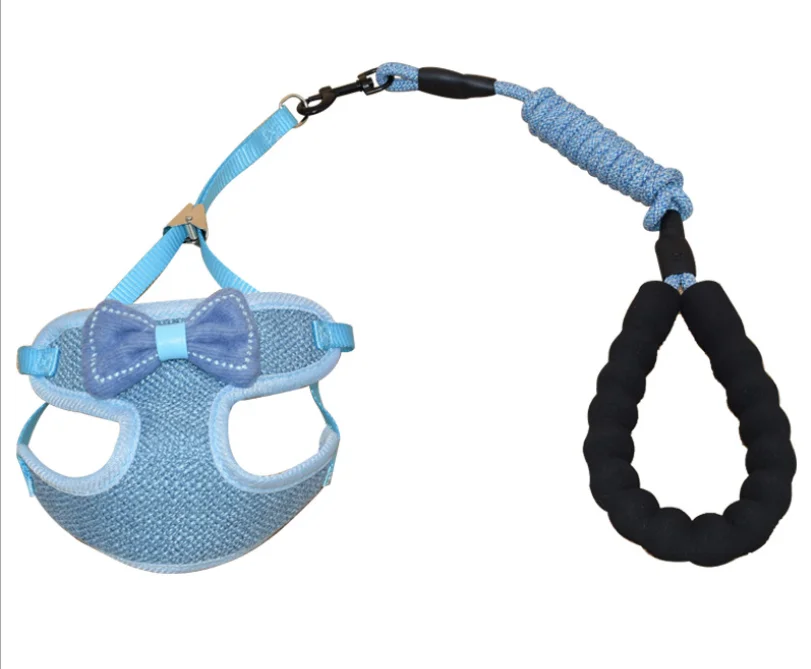 

Small Dog Harness Leash Set Pet Cat Vest Harness With Bowknot Mesh Padded