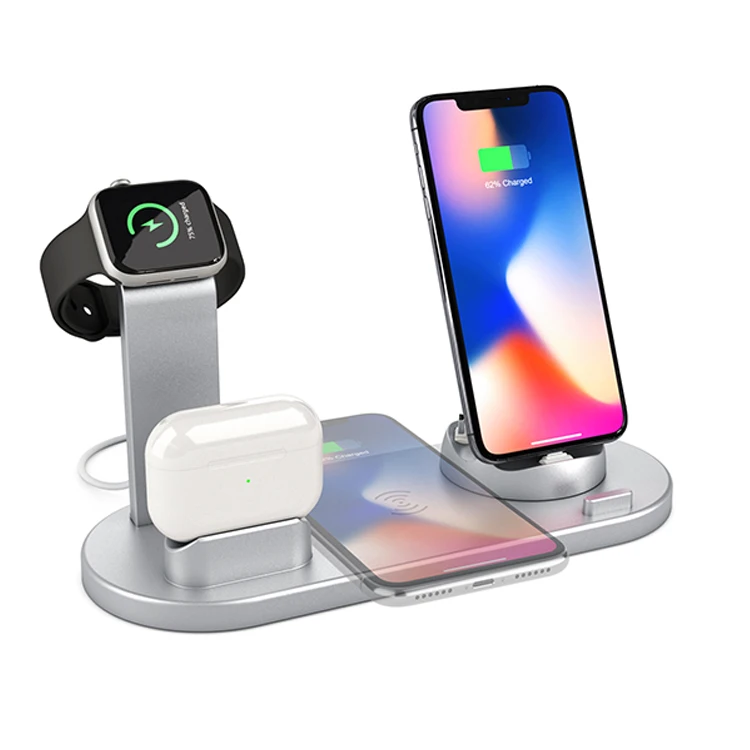 

Multi Purpose Qi 10W 4 in 1 Fast Charging Phone Station Mobile Stand Portable Wireless Charger