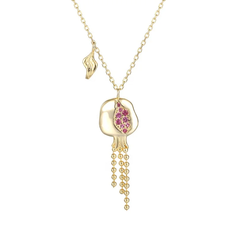 

Gold Beads Tassel Pendant Jewellery Leaf Gemstone 925 Sterling Silver Gold Filled Gold Jewelry 18K Necklace