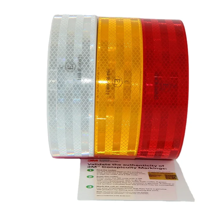 

5.3cm*50m Diamond Grade 983 High Conspicuity ACRYLIC Edge Sealed Sheeting Vinyl Safety ECE 104R Reflective Tape For Truck