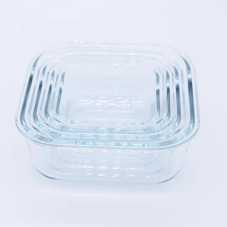 

2021 Hot selling large volume glass high borosilicate food storage container Square 520 ml bento lunch box with Silicone lid, Colors