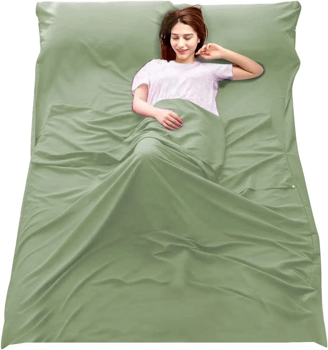 Woqi Camping Travel Home Bed Sheet Lightweight Breathable Hotel Compact Sacks Double Sleeping Bag Liner for Camping