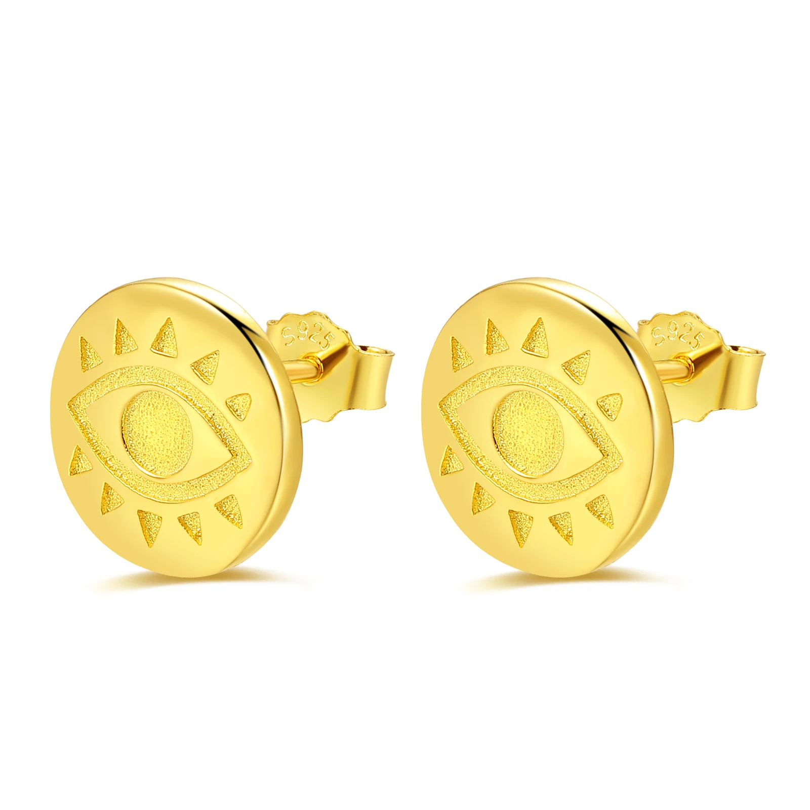 

2021 hot selling gold plated dainty 925 sterling silver evil eyes stud earrings