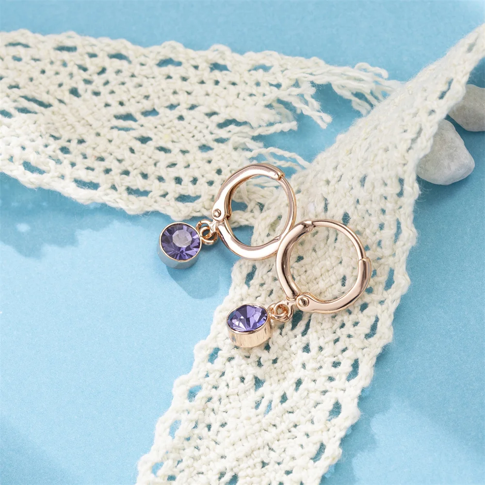 

YE10150 Champagne Gold Plated Small Stone Earrings Women Girl Jewelry Earrings SW Crystal Charm Earrings