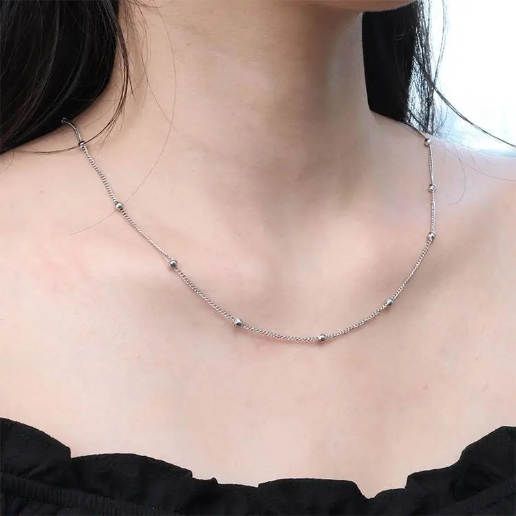 

Chris April 316L stainless steel PVD silver plated satellite chain necklace