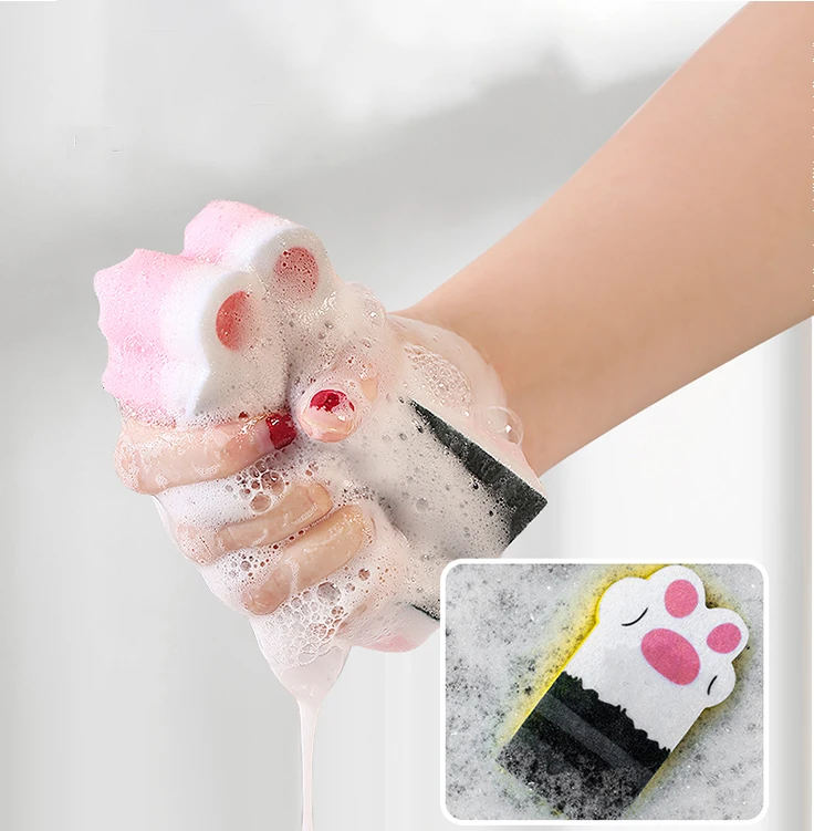 

Soft Microfibre Kitchen Microfiber Dishes Pool Spong Scrubbing Non-Woven Fabric 3pcs Cat Claw Pot Cleaning Clean Sponge