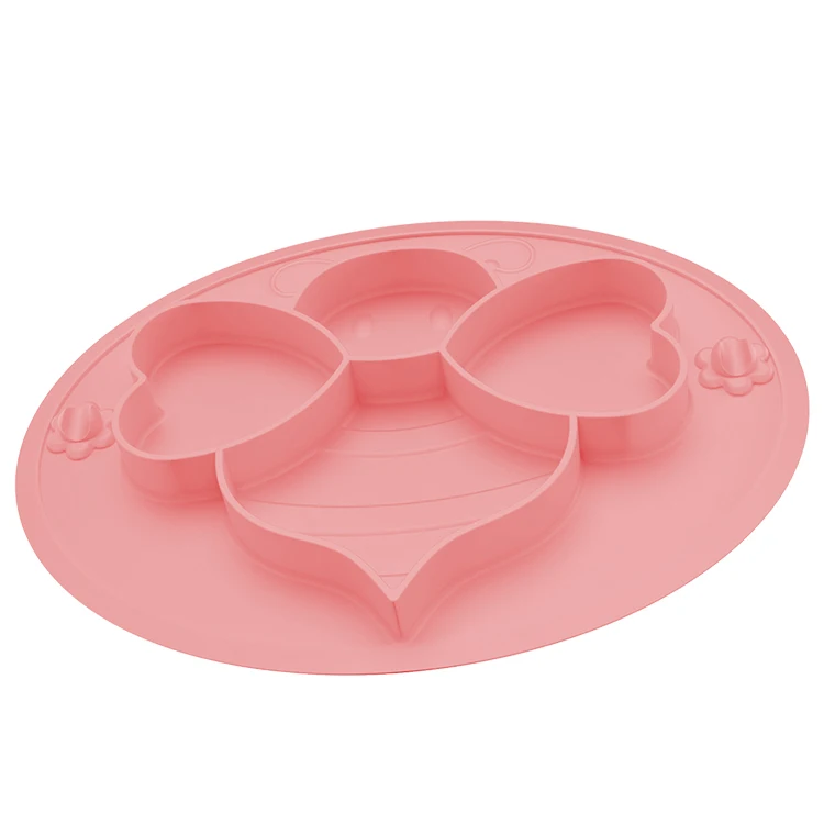 

Strong Suction BPA free Kid Dining Plate 100% Silicone Food Grade Baby Feeding Bowl Anti-slip Placemat, Yellow, pink, gray, blue, bordeaux red