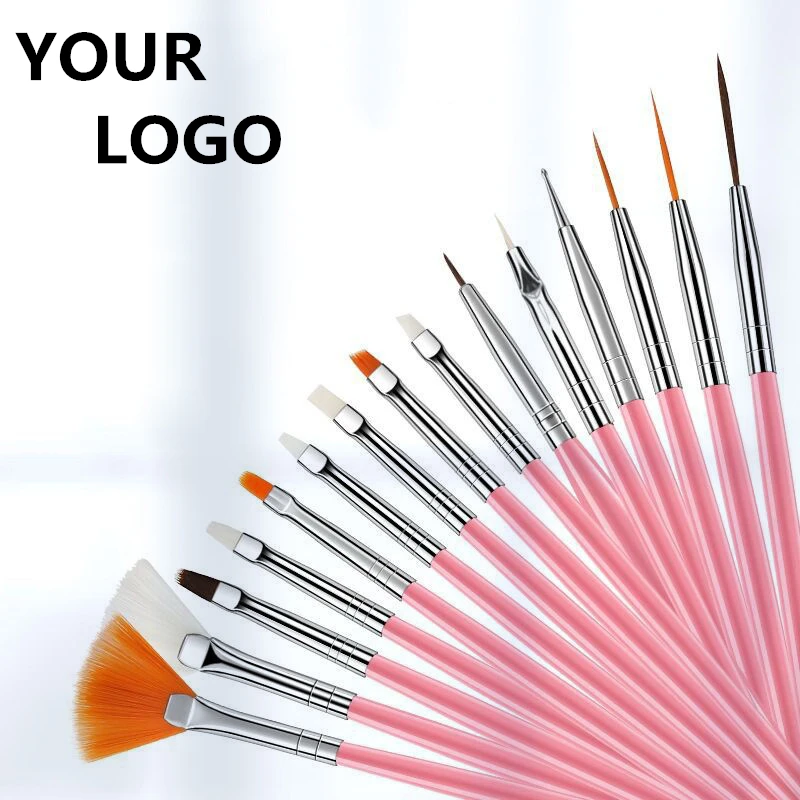 

2021 Private label 15pcs Fine Liner Painting Drawing Nylon Acrylic Nail Art Brush Set, Multicolor
