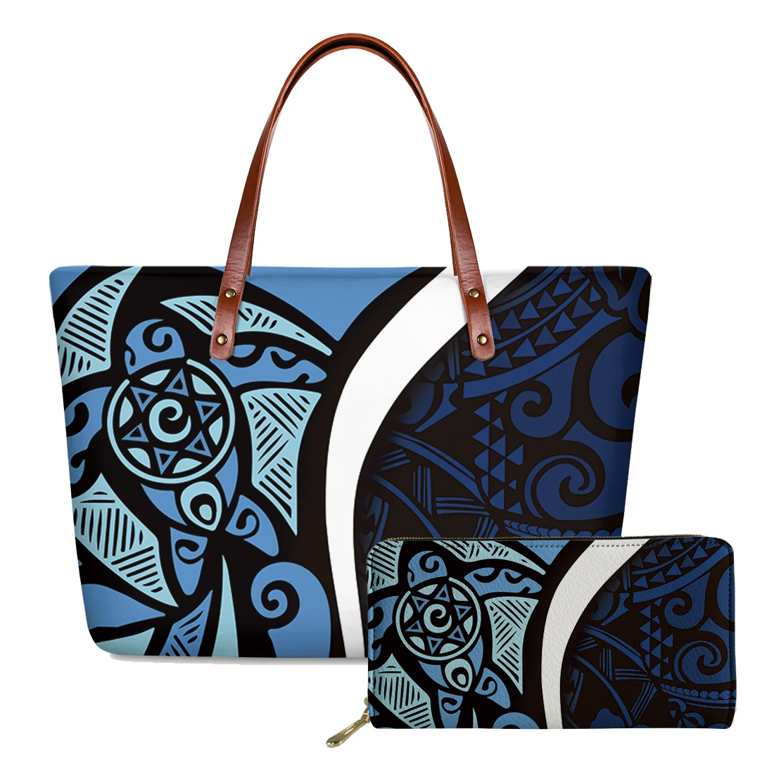 

Women Bag Polynesian Traditional Tribal Print Shoulder Casual Tote Ladies Party Bags set For Women Designer Purse And Handbag