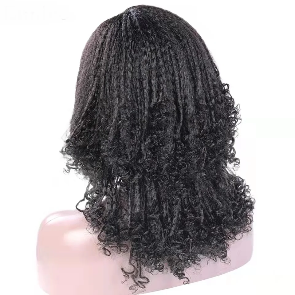 

14 Inches Short Yaki Straight Wigs for Black Women Afro Kinky Curly Wig Middle Part Synthetic Kinki Straight Hair wig supplies