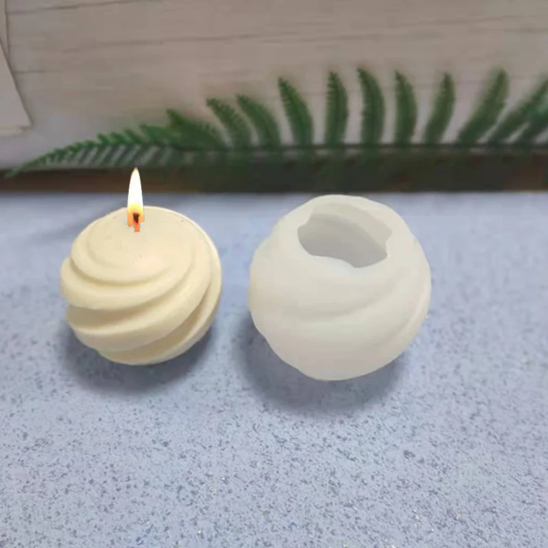 

INS Wind Korean Rotating Planet Round Spiral Carving Ball Aromatherapy Candle Silicone Mold, Picture