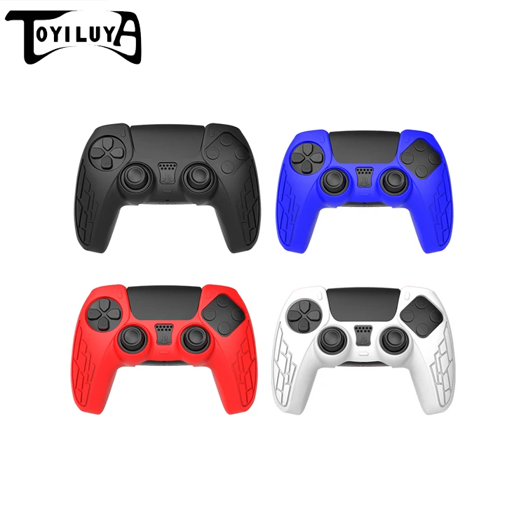 

TOYILUYA SC01 Ps5 Controller Accessories Red Silicon Soft Protective Cover Skin Game Control Anti Slip Silicone Cases Ps5 Case, Black,red,blue,white