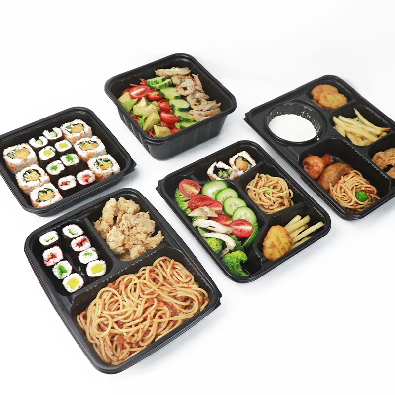 

Biodegradable and recyclable high level EC takeaway restaurant airtight takeout togo food storage containers plastic disposable