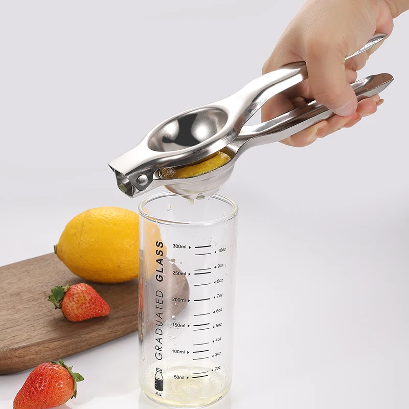 

Manual Hand Press Citrus Juicer Multi Purpose Stainless Steel Lemon Squeezer, Silver