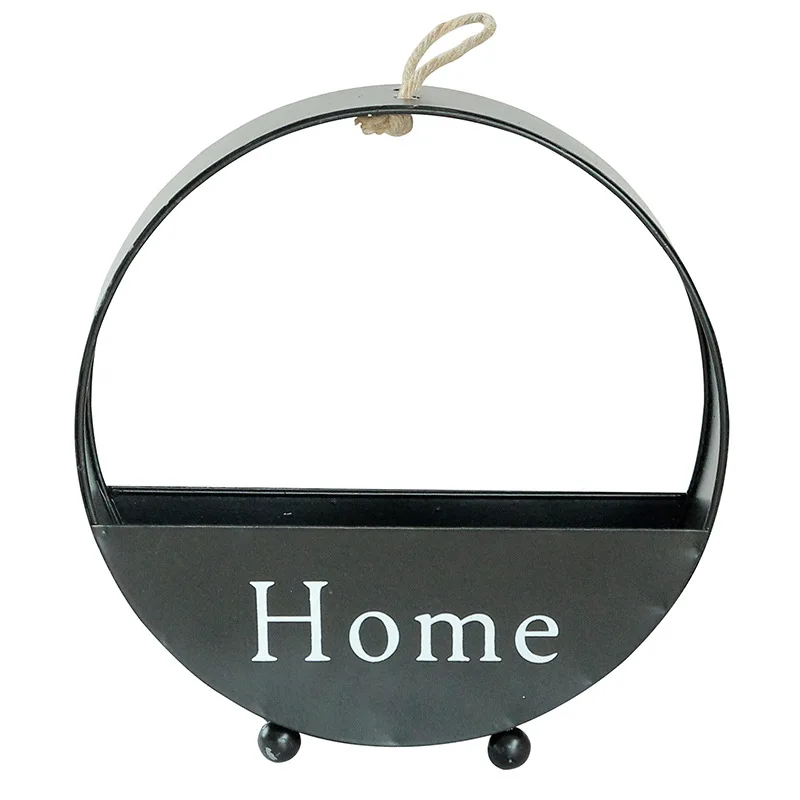 

Home Garden Vintage Abstract Wrought Iron Round Wall Hanging Flower Basket Planter