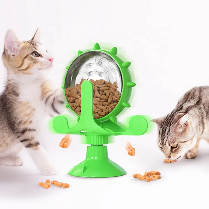 

Popular Cats Slow Feeder IQ Training Interactive Leak Food Cat Toys Windmill Turntable Cat Dog Food Dispenser Toy