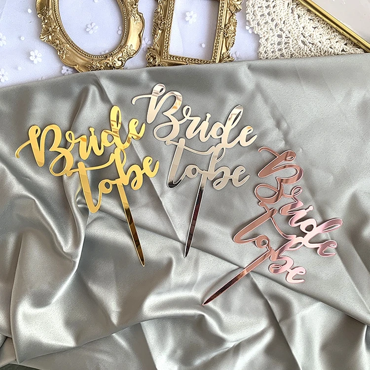 

Bride To Be Cake Topper for Bachelorette Party Wedding Engagement Bridal Shower Party Decoration Supplies PQ440, Gold, rose gold, silver