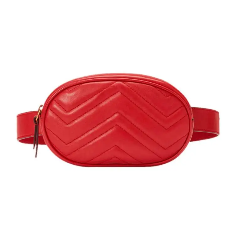 

2021 Custom shoulder bag phone fanny pack women fashion pouch bum waist bag chain round belt bag, Black red pink