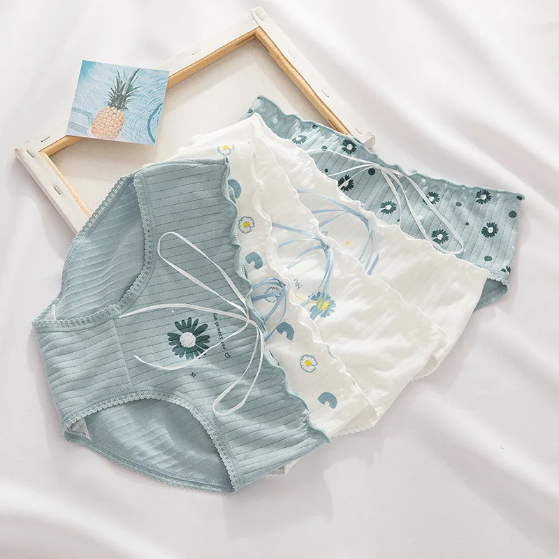 

New Design ladies pure cotton panties female striped underwear woman underwear