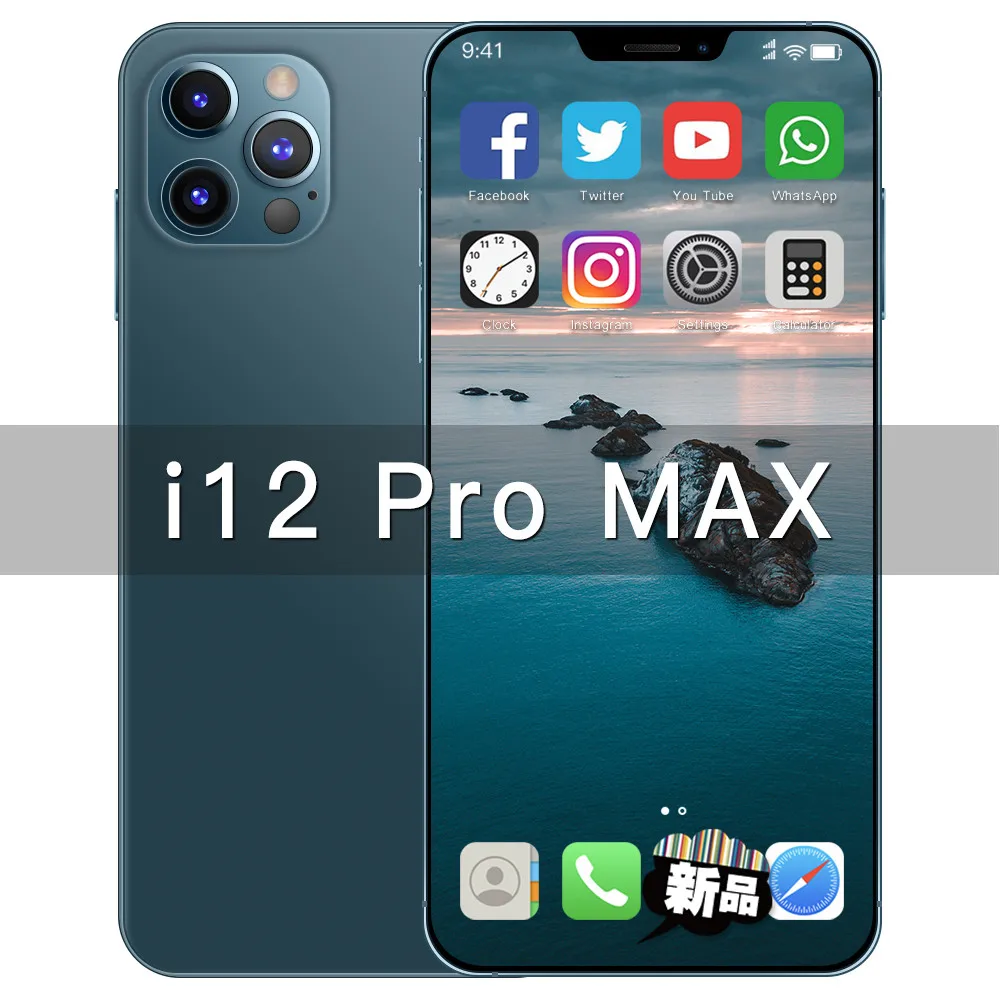 

Hot sale i12 Pro Max 12GB+512GB Smartphone 32MP Three Camera 5000mAh Android 10 Deca Core Face ID 4G Mobile Phone Fingerprint T