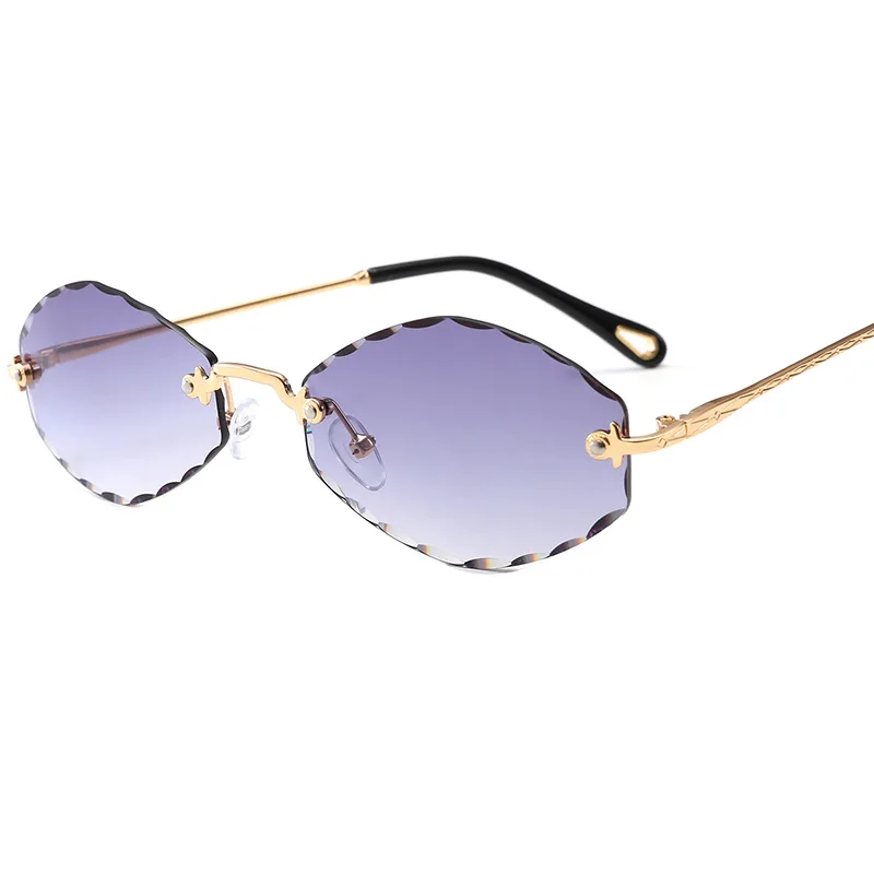 

RENNES [RTS] New Arrival custom Wholesale metal uv400 glasses unisex trend diamond shape rimless fashion sunglasses, Picture shows