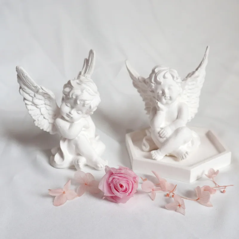 

Z604 3D Angel Candle Mold aromatherapy gypsum silicone mold ornament baby angel cake decoration tool, Random