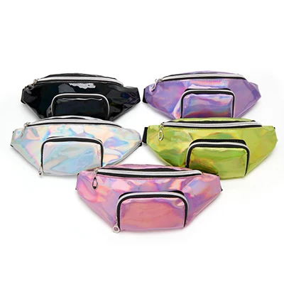 

Amazon Hot Sale Holographic Laser waterproof Fanny Pack Belt Waist Bag for Women