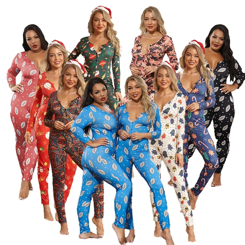 
Yaoting Wholesale Adult Sexy One Piece Christmas Pajamas Long christmas onesie woman 