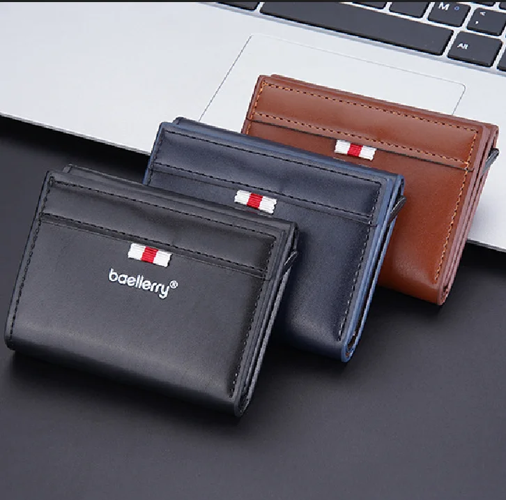 

baellery Minimalist rfid wallet card holder box pop up automatic wallet Aluminum Metal Bank Card Case pop up wallet with id card