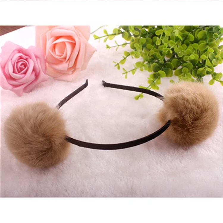 

Cute Hair Band With Big Hair Ball Panda Ear Fabric Hair Band, Picture