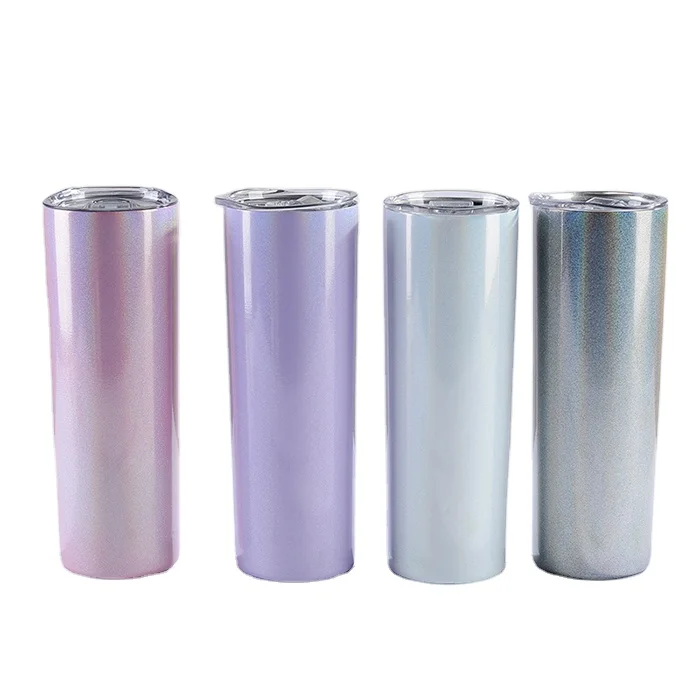 

Rainbow Glitter Tumbler 20oz Vacuum Insulated Stainless Steel Skinny Tumbler Thermal Coffee Cup With Slide Lid And Straw, Customized color
