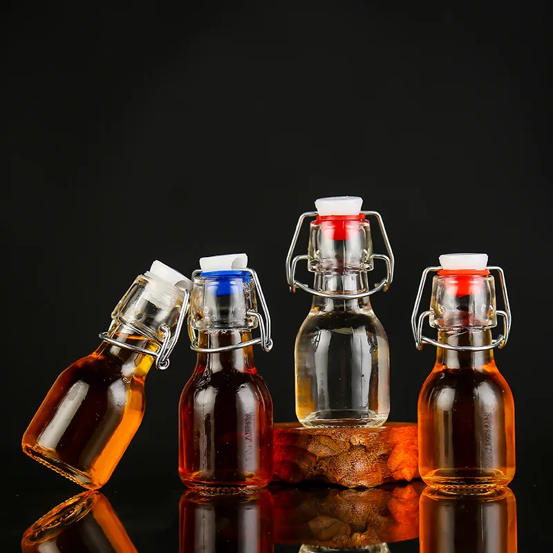 
Wholesale buckle bottle mini glass empty bottle 60ml thick small size wine bottle with lid 