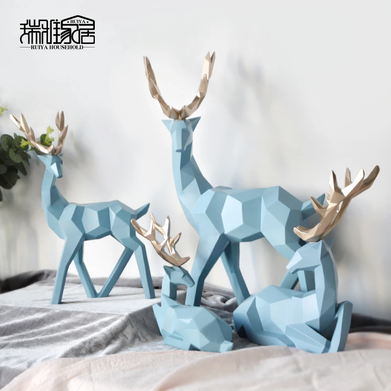 

Home Accessories Crafts Ornaments Living Room Bedroom Desk Table Abstract Decor deer Resin Figurines, Customized