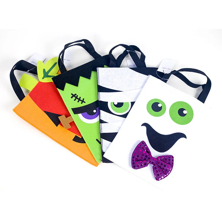 

New halloween decoration cloth art felt portable storage bag ghost festival children trick or treat candy bag
