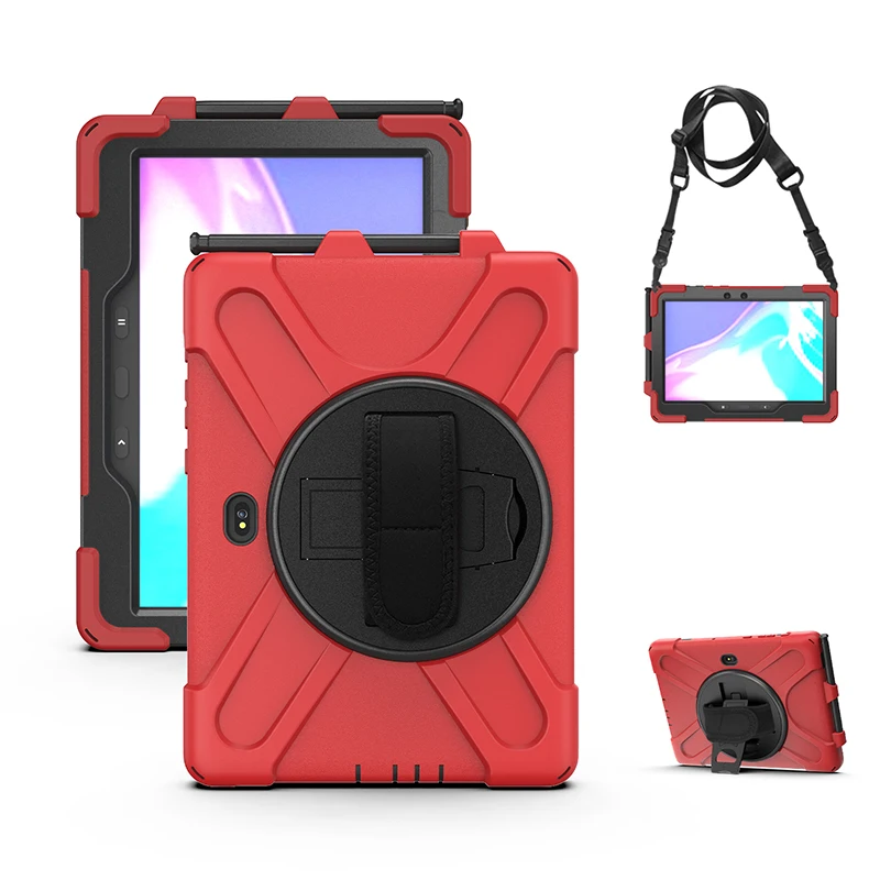 

Swivel bracket on back cover with shoulder strap hand belt pencil holder for Samsung Galaxy Tab Active pro 10.1'' T540/T545