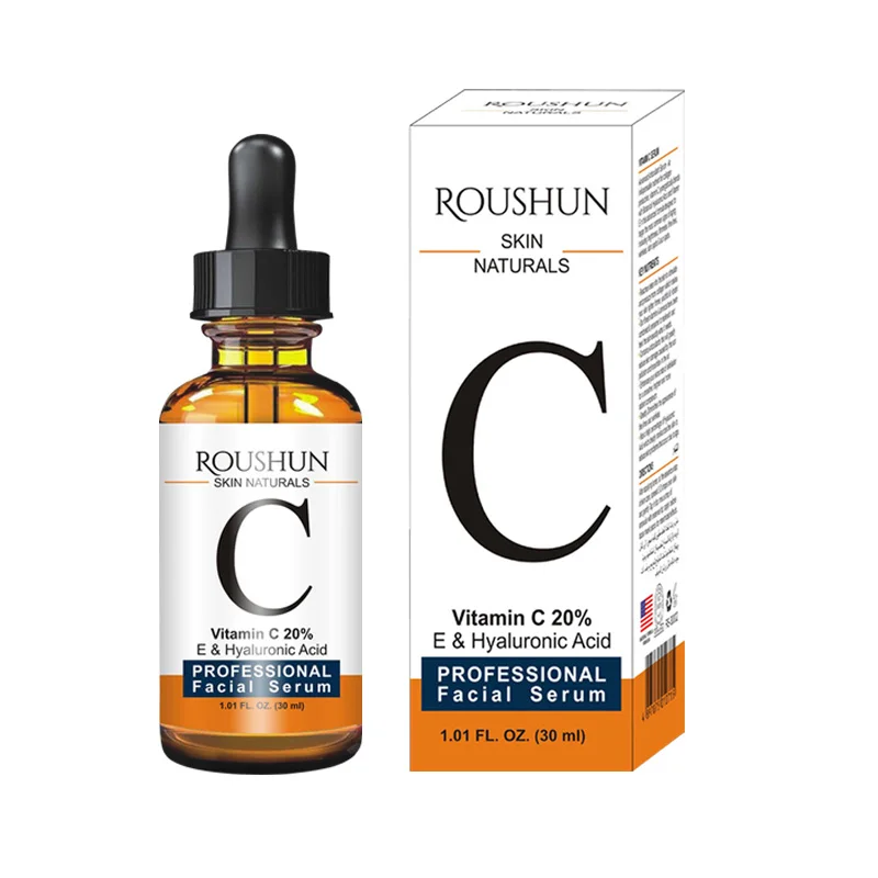 

Roushun Private Label VC Anti-aging Anti Wrinkle Facial Serum Hyaluronic Acid 20%Vitamin C Whitening Face Serum