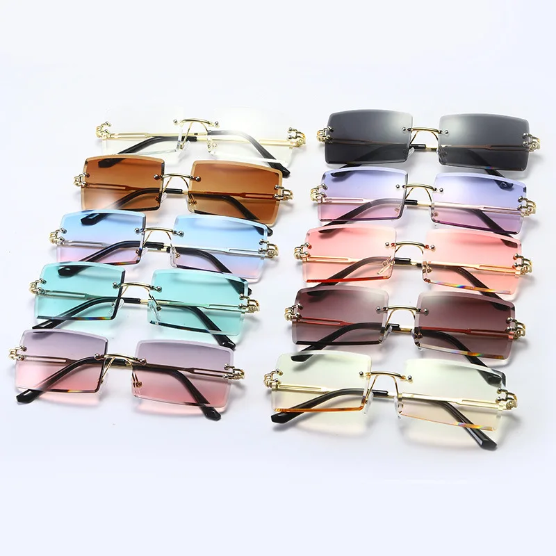 

2021 Fashion Cool Avant-Garde Style Sunglasses Square small frame rimless ins Popular Brand Design Sun Glasses