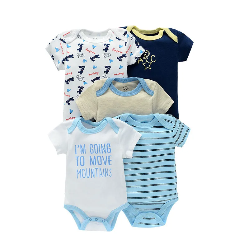 

Wholesale summer lovely design infant romper 100% cotton little baby clothes pajamas baby boy girl bodysuit a set of 5 pieces, Picture