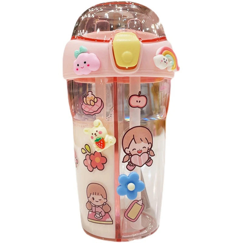 

A15 Portable BPA Free Cute Fancy Plastic Bottles Drink Cup Children'S Cute Straw Cup Drink Kids Water Bottle For Kids School