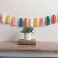 

Hand made wool tassel macrame wall hanging children room baby bed tent decoration