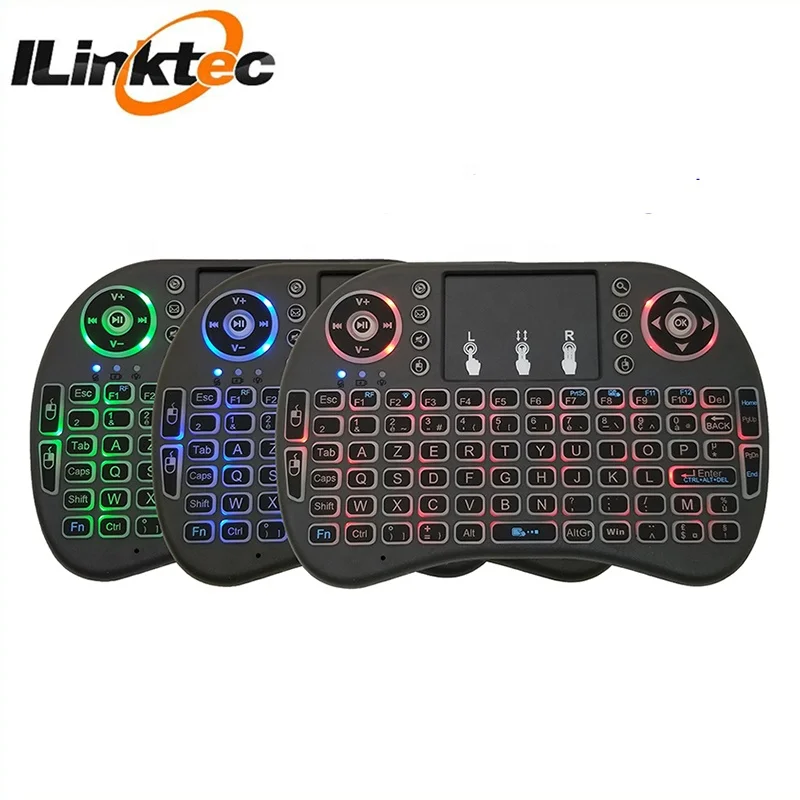 

AZERT French fly air mouse 2.4G wireless i8 mini keyboard with 3 color backlit Remote Control for smart tv and android tv box