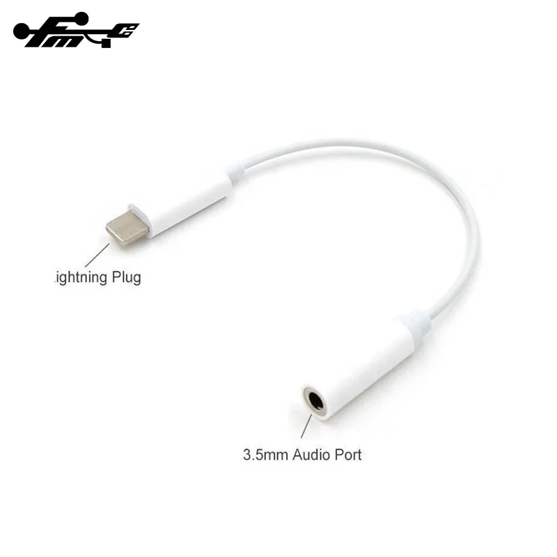 

For Lightning to 3.5mm Headphone Jack Audio Cable Converter Adapter Aux Music For iPhone 7 8 Plus X XR Earphone Splitter IOS 12, White