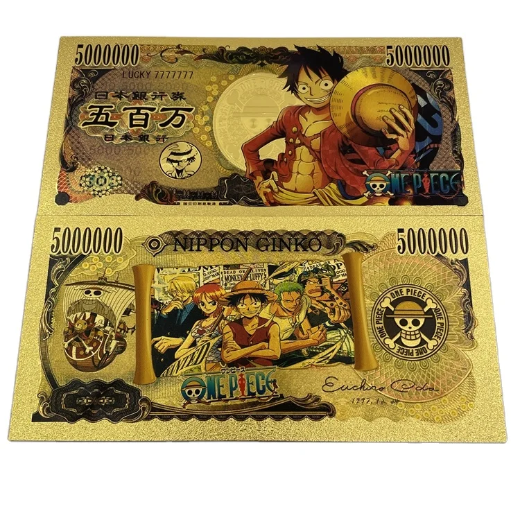 

30 styles Japanese classic anime five million yen bank note gold one piece banknote